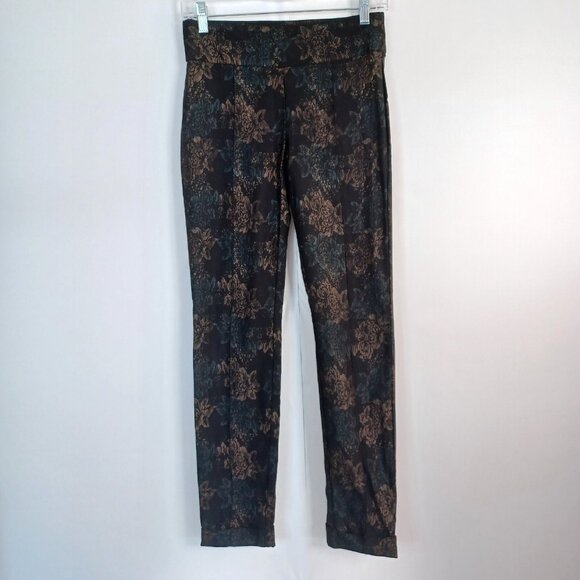 Lord & Taylor Women's Pants Multi Floral Sz 2 Slim Leg Ankle Pleat Stretch Rose - Picture 5 of 11